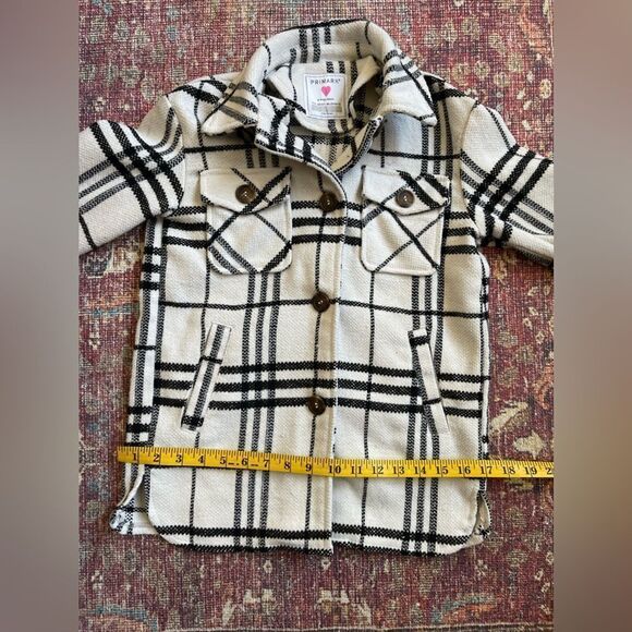 8-9 Primark Stylish Girls Plaid Button up Jacket - Black and White with pockets - Picture 3 of 10